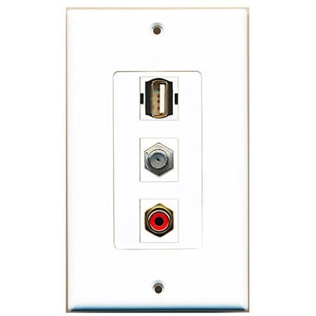 RiteAV - 1 Port RCA Red and 1 Port Coax Cable TV- F-Type and 1 Port USB A-A Decorative Wall Plate Decorative price history on PriceWatchPro