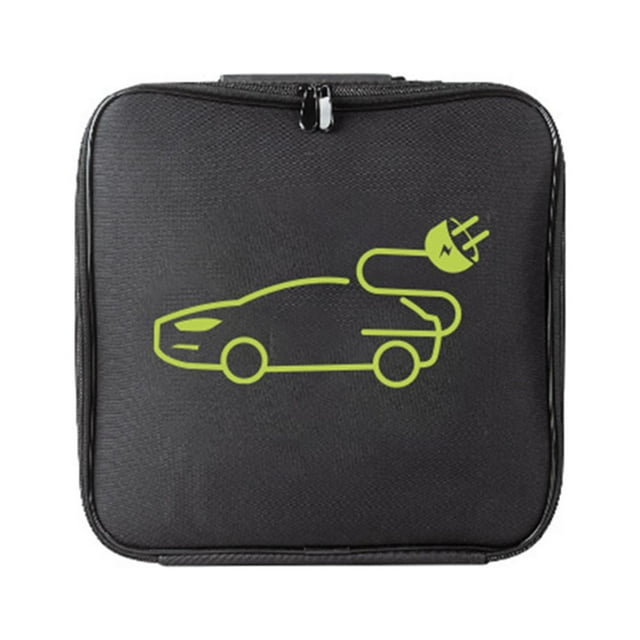 Jumper Cable Bag, Portable EV Charging Cable Bag Waterproof Electric Vehicle Charging Cable Storage Bag with Sponge Lining (Square)