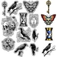 thumbnail image 2 of Crow Clear Rubber Stamps Skull Moths Flowers Skulls Hourglass Keys Gothic Vintage Transparent Silicone Stamp Seals, 2 of 9