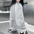 thumbnail image 4 of NAISIBABY Kids Boys Cargo Pants, Drawstring Baggy Summer Lightweight Fashion Hiking Outdoor Pants Beige Size 6, 4 of 8