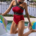 thumbnail image 2 of Women Plus Size One Piece Swimsuit Cross Shoulder Straps Triangle Bikini Bathing Suits Monokini Beachwear, 2 of 6