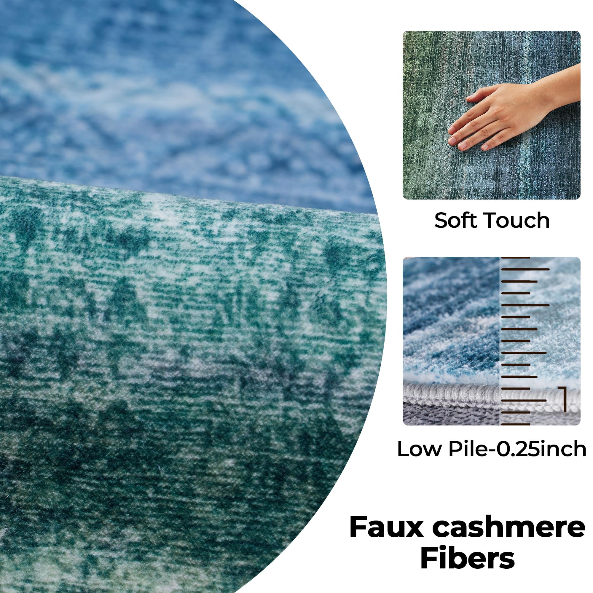 6x9 Modern Abstract Rugs Washable Non-Slip Ombre for Living Room Bedroom Study Room-Teal
