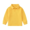 thumbnail image 3 of Huankd Girls Polo Shirts Long Sleeve School Uniform Classic Solid Color Soft Casual Tops for Kids Yellow 9-10Y, 3 of 3