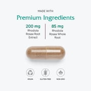 Vitanica Rhodiola Rosea Root Extract 200mg, Dr. Formulated, 3% Rosavins & 1% Salidroside, Rhodiola Root 85mg, Vegan, 60 Capsules (Rhodiola)