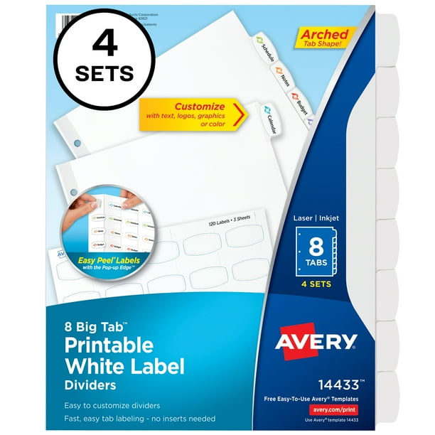Avery Big Tab Printable Label Dividers Easy Peel Labels 8 Tabs Avery Big Tab Printable Label Dividers Easy Peel Labels 8 Tabs