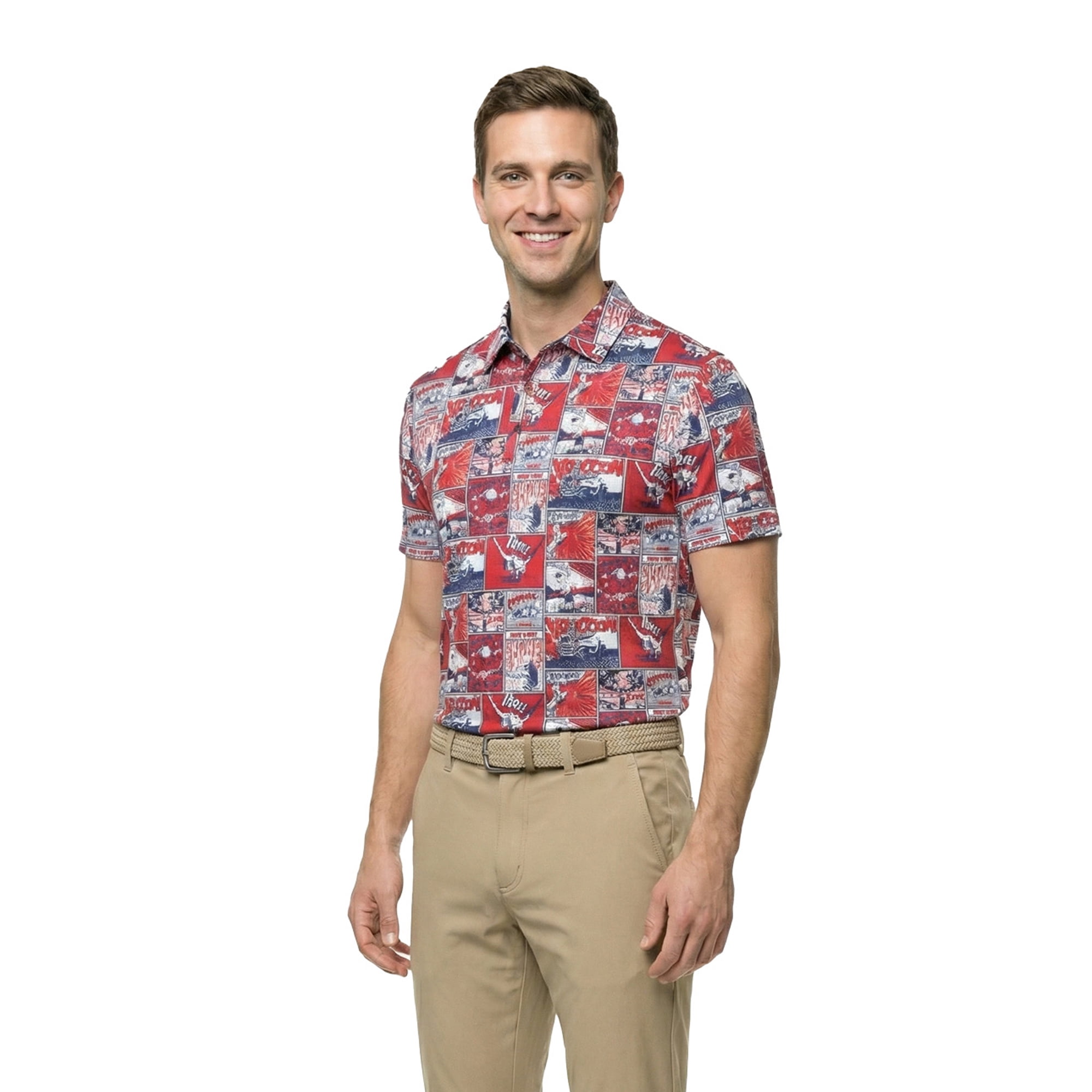Birdie Bound Men's and Big & Tall Pop Art America 250 Golf Print Polo Shirt, Sizes XS-4XLT