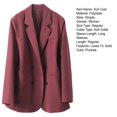 thumbnail image 7 of Women Suit Coat Lapel Long Sleeve Double Breasted Suit Jacket with Pockets Solid Color Loose Fit Office Lady Coat Workwear, 7 of 7