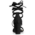 thumbnail image 3 of BLISSFUL STEP Women's Solid Color Strap Block Heel Lace up Sandals, 3 of 7