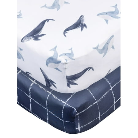 Gerber Baby Boy or Girl Unisex Super Soft Knit Crib Sheet, 2-Pack, Coastal Calm