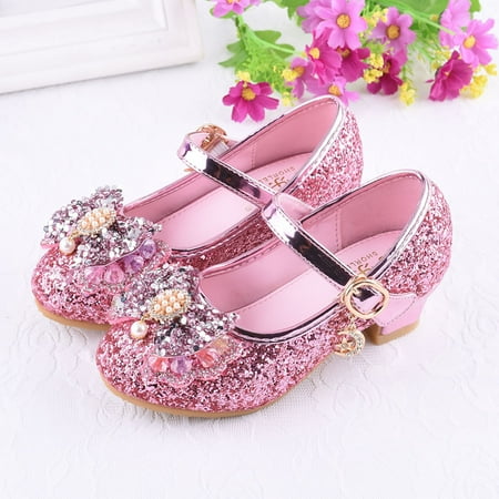

Kids Baby Girls Pearl Bling Bowknot Single Princess Shoes Sandals