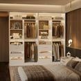 thumbnail image 2 of iSunirm 36" Free Standing Walk-in Closet System with 3 Wooden Drawers, Closet Organizer System with Hanging Rods and Storage Shelves, Heavy Duty Closet for Bedroom, 36"L x 16"W x 80"H, White, 2 of 7
