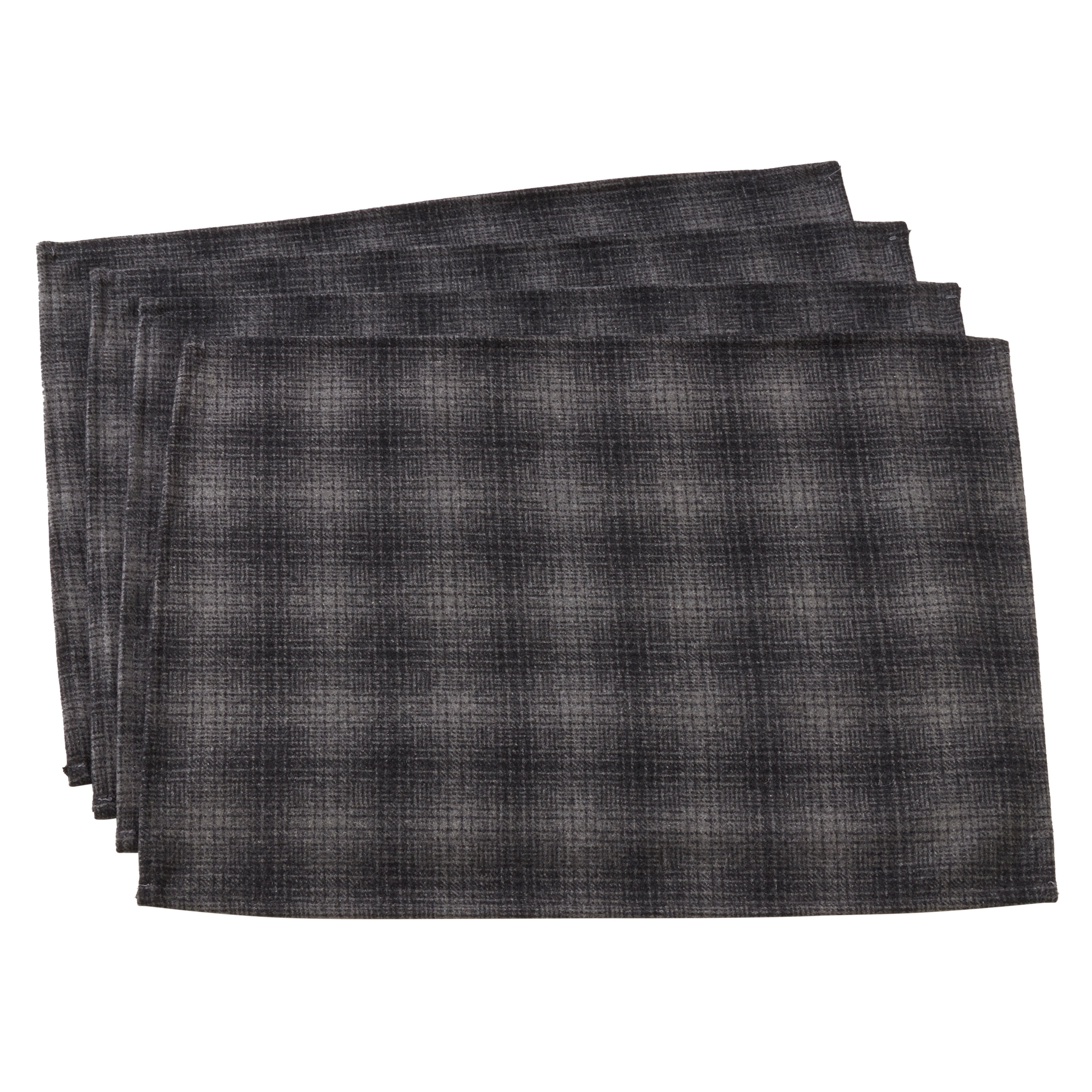 Modern Grey Plaid Design Wool and Poly Blend Table Placemats (Grey