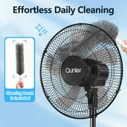 16 Oscillating Pedestal Fan, 3-Speeds Stand up Fan with Adjustable Height and Tilt, Less Noise, for Home Office Room Bedroom, Black