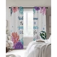 thumbnail image 3 of Summer Ocean Blackout Curtains for Bedroom Living Room, Welcome to Life Color Coral Shell Coastal 96 In Long Thermal Insulated Room Darkening Drapes Grommet Window Treatments, 52 x 96 In, 3 of 9