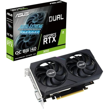 ASUS Dual GeForce RTX 3050 V2 OC Edition Graphics Card (PCIe 4.0, 8GB GDDR6, HDMI 2.1, DisplayPort 1.4a)