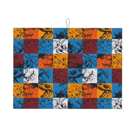 

Coaee colorful plaid Dinosaur for Kitchen Drying Mat Dish Drying Mats for Kitchen Counter Foldable Water-Absorbent Suitable for Draining Racks