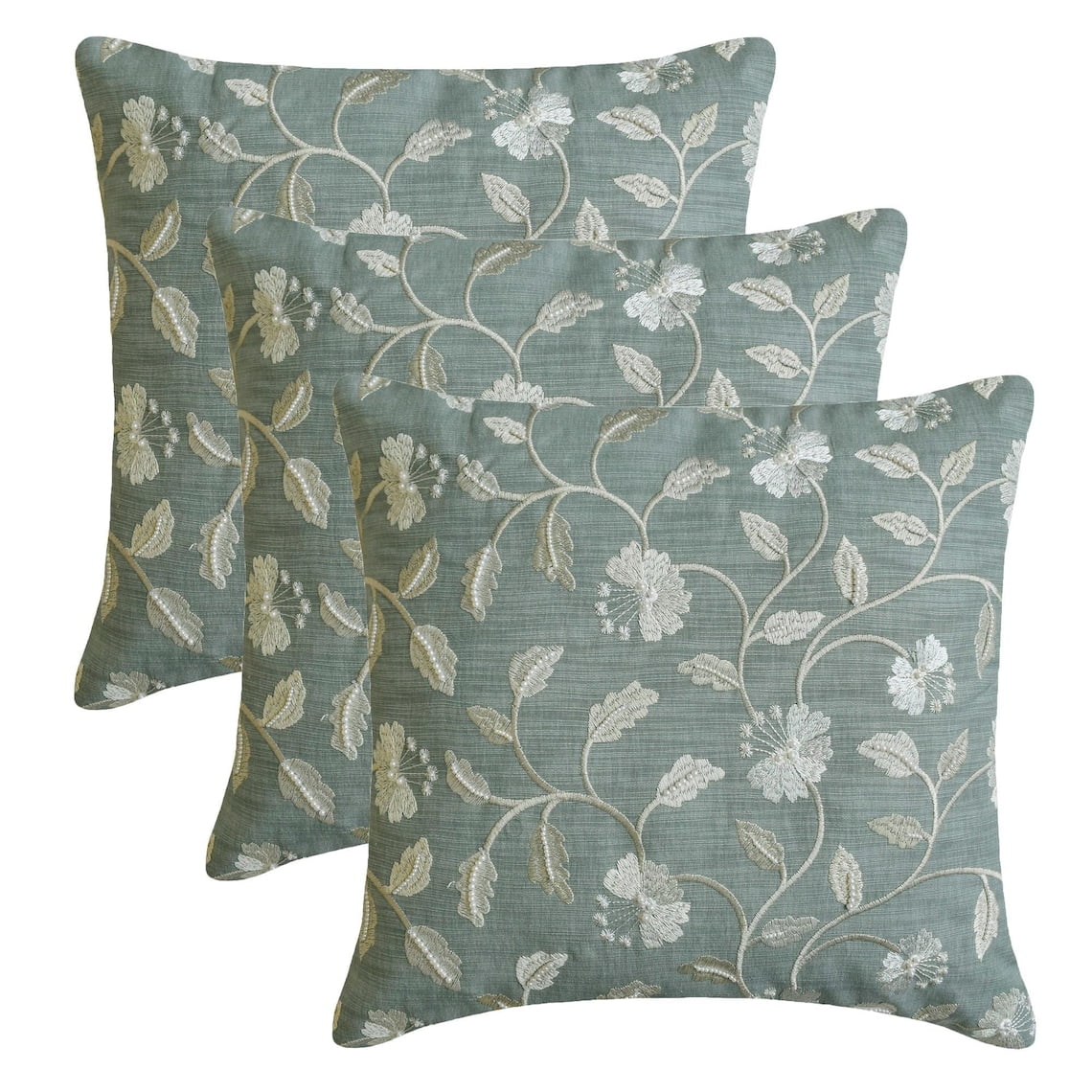 The HomeCentric Decorative Throw Pillow cover Blue & Gray 20"x20" (50x50 cm) Cotton Linen Floral, Pearl, Handmade Cushion cover For Sofa Chouch, Hotels, living Bed Room, Floral Contemporary- Fiorella
