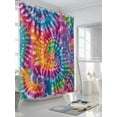 thumbnail image 3 of Tie-Dye Art Shower Curtain Set ，Waterproof Fabric Shower Curtains Watercolor Colorful Ethnic Style Abstract Art Dyeing Shower Curtains for Bathroom,Bathroom Decor 36"x72", 3 of 6