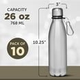 thumbnail image 5 of Bullet Shape Stainless Steel Water Bottles 26 oz. Set of 10, Bulk Pack - Leak Proof, With Carabiner, Leak Proof, Perfect for Gym, Hiking, Camping, Outdoor Sports - Silver, 5 of 5
