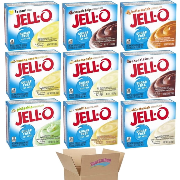 Jell-O Sugar Free Instant Pudding  Pie Filling Mix, Variety, 9 Flavors