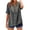 04# Gray, variant on Qwertyu Women's Linen Tops Casual Floral Boho V Neck Puff Short Sleeve Button Down Shirts Embroidered Blouses Tunic Navy M