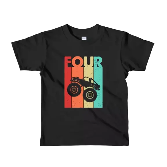 Birthday Children'S Kids Toddler T-Shirt Top Four Monster Truck TODDLER SHORT SLEEVE TEE BELLA CANVAS 3001T