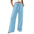 thumbnail image 2 of SYwaren Lounge Pants for Women Loose Casual Drawstring Elastic Waist Solid Color Pull-On Relaxed Fit Sweatpants with Pockets, 2 of 9