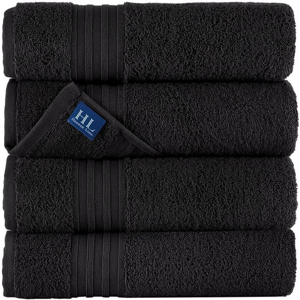 Hammam Linen Black Bath Towels 4 Pieces Luxurious Turkish Cotton Bath