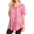 thumbnail image 4 of Sakkas Maliky Wide Corset Neck Floral Embroidered Cap Sleeve Blouse Top Shirt - Pink - One Size Regular, 4 of 5