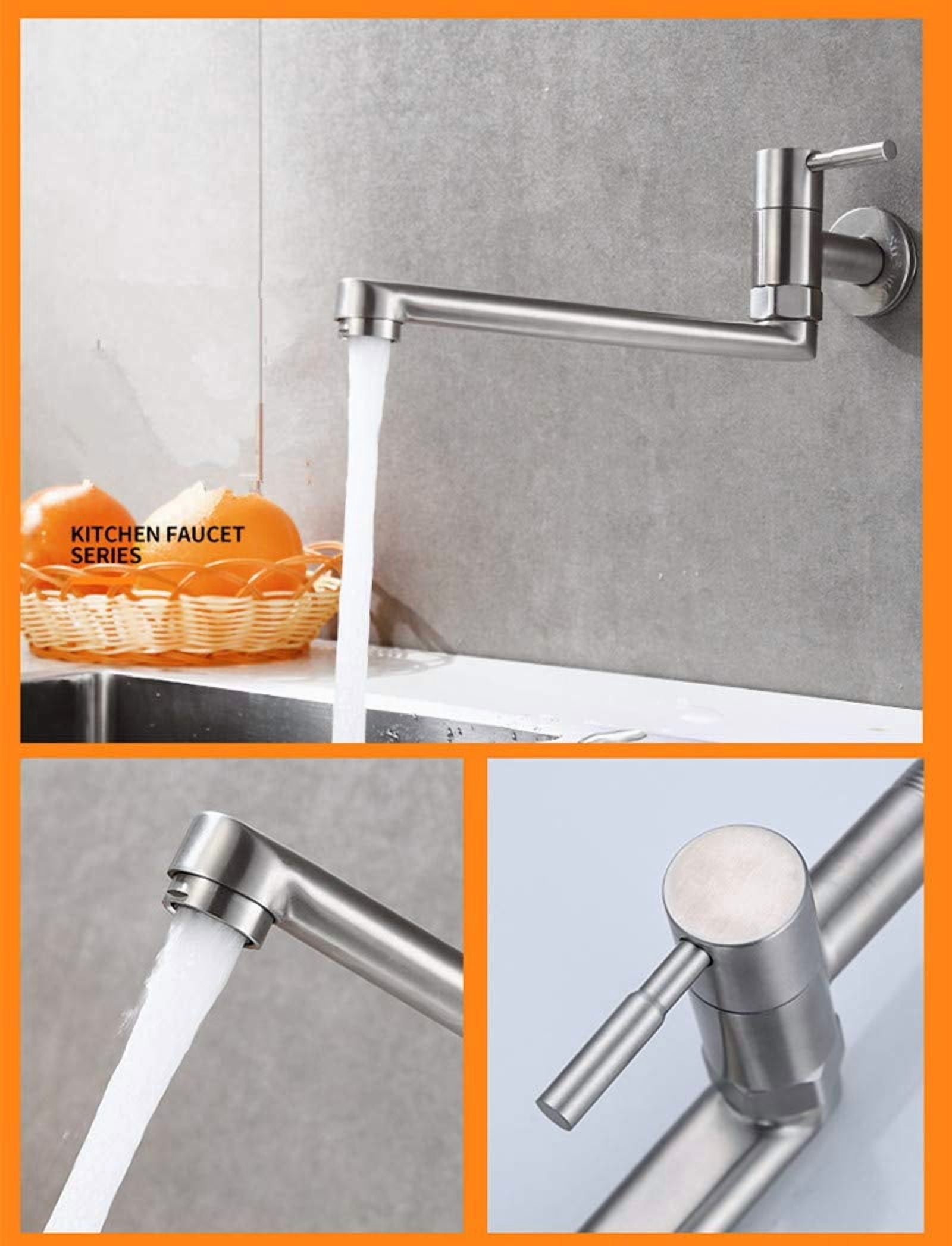 Stainless Steel Garden Outdoor Cold Water Tap Kitchen Sink Faucet Bar Rotatable Washing Faucets