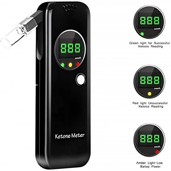 XIRQI Portable Ketone Breath Meter,Ketone Breath Tester,Digital Ketone Breathalyzer with 10 Mouthpieces