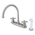 thumbnail image 2 of Kingston Brass KB728AX Double Handle Goose Neck Kitchen Faucet with White Sprayer, 2 of 4