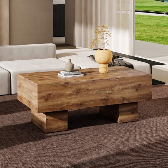 Stylish Wood-Look Coffee Table for Living Room, Spacious & Durable.