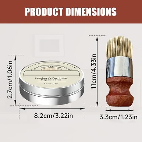 Leather & Furniture Repair Salve, 2025 New Leather Furniture Salve & Brush Set, Furniture Salve for Leather Wood (2 PCS)