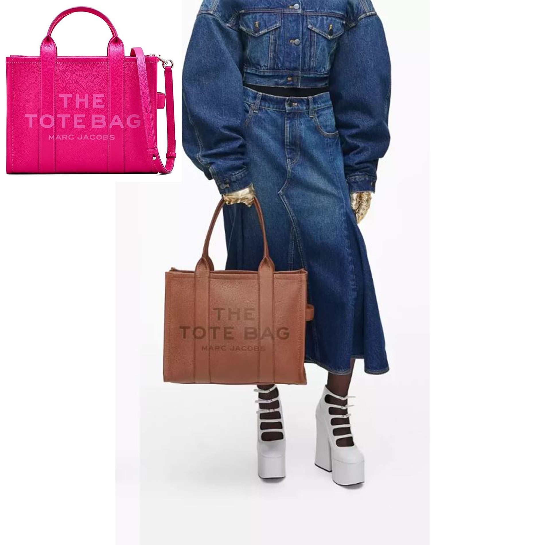 Marc Jacobs ロコエンホス トトハック H020L01FA210 212 Marc Jacobs Women's The Leather Large Tote Bag Hot Pink
