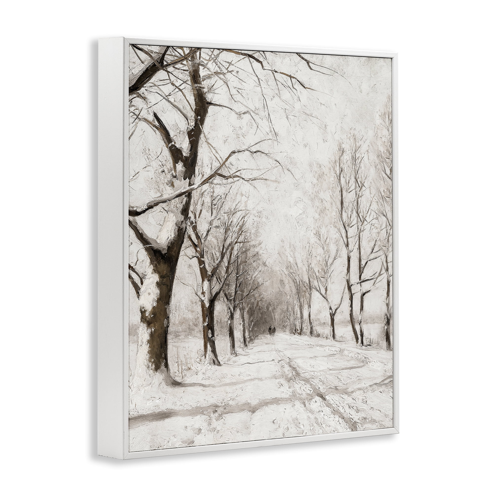 Stupell Industries Snowy Winter Lane Landscape Painting White Framed Art Print Wall Art, 11 x 14