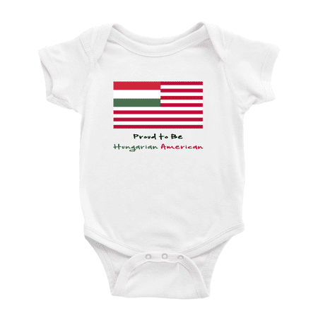 

Proud to Be Hungarian American Flag Cute Baby Bodysuit Newborn Clothes Outfits (White 3-6 Months)