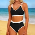 thumbnail image 6 of Lovzfmll Bikini Set for Women, High Waisted Two Piece Color Block Swimsuit, Tummy Control Plus Size Bathing Suit for Beach, 6 of 9