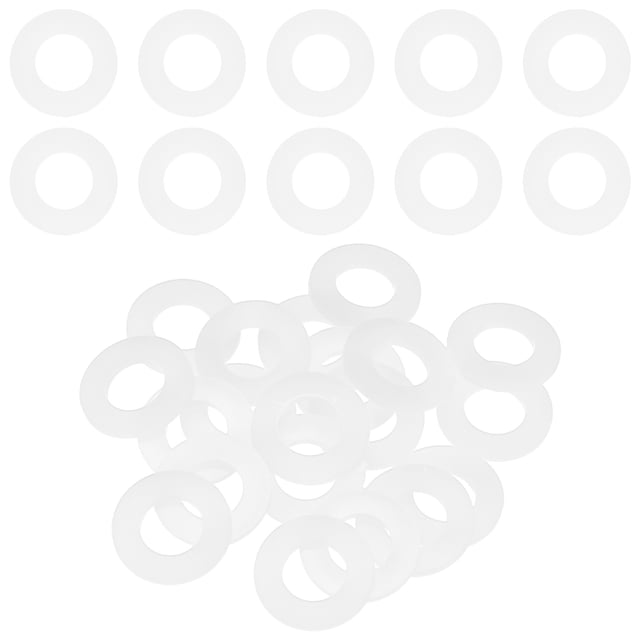 Uxcell 20-Pack Arandelas Planas de Nylon M14 14mm ID 27mm OD 2.5mm Grosor Espaciador de Sellado Junta Anillo Blanco