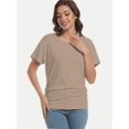 thumbnail image 4 of Women's Short Sleeve Boat Neck Dolman Top with Side Shirring, 4 of 6