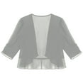 thumbnail image 6 of YONGHS Women Shrugs Sheer Cardigan Summer Short Sleeve Open Front Cropped Bolero Gray 3XL, 6 of 7
