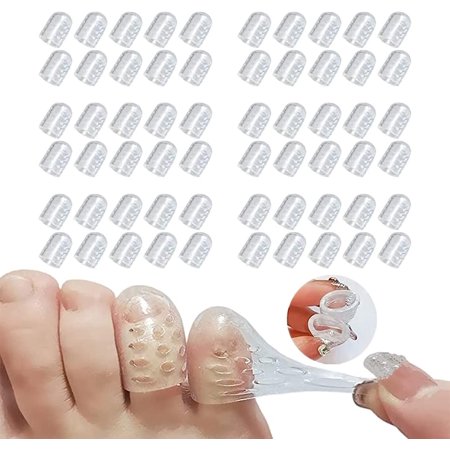 Silicone Anti-Friction Toe Protector, Little Toe Protectors Caps Guards for Men Women, Gel Toe Caps Toe Protectors, Breathable Toe Covers, for Corns and Pain Relief (60pcs)