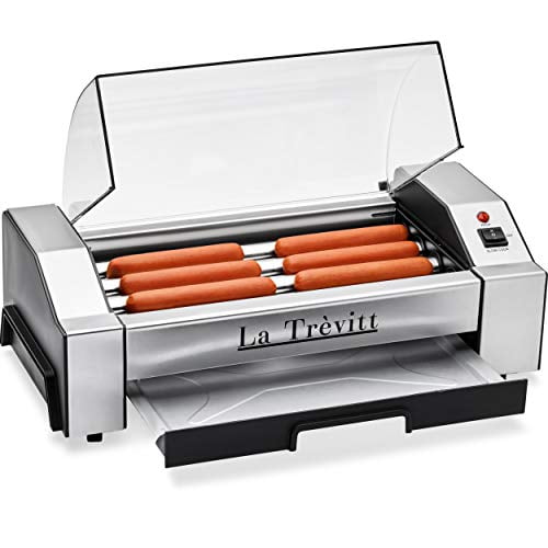 La Trevitt Hot Dog Roller- Sausage Grill Cooker Machine- 6 Hot Dog Capacity - Commercial and Household Hot Dog Machine for Family Use