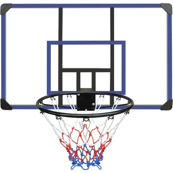 Wall-Mounted Basketball Hoop, 45 "x 29" shatterproof Back, Folding, Durable Hoop and All-Weather net for Indoor and Outdoor use