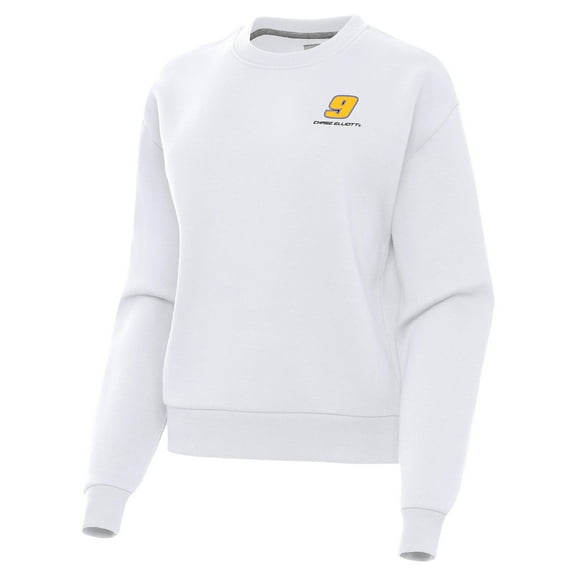 Women's Antigua  White Chase Elliott-Victory Pullover Sweatshirt