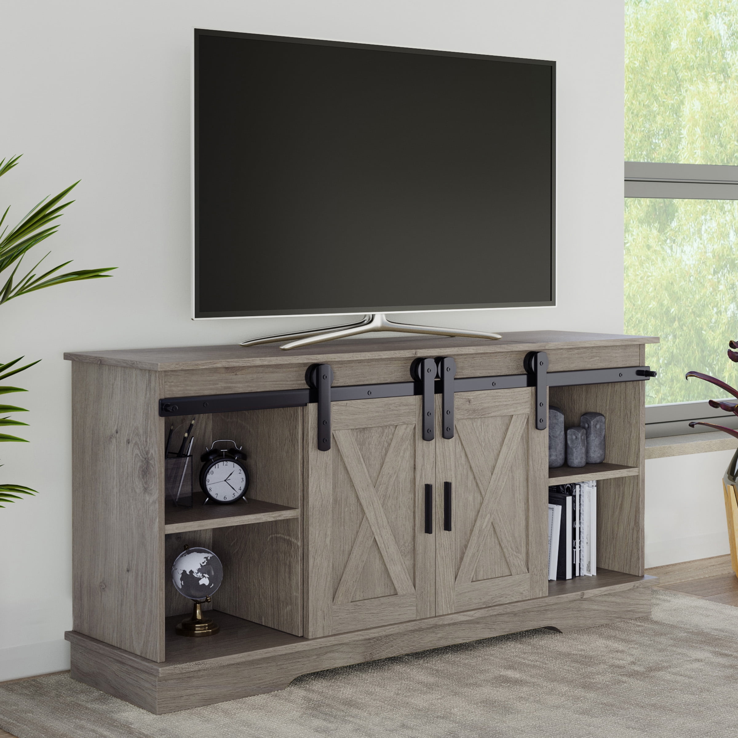 Nathan James Izsak Walnut Media Console, TV Stand Cabinet with