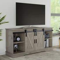 Lavish Home 65-Inch TV Stand with Sliding Barn Doors and Shelves, Gray