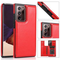 Wallet Case for Samsung Galaxy Note 20 Ultra with Card Holder, Back Folio Flip Premium PU Leather Kickstand Card Slots Case, Double Strong Magnetic Clasp Durable Shockproof Phone Case,Red