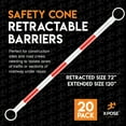 thumbnail image 3 of Retractable Barrier for Safety Traffic Cones - 2" OD - 72-120" Large Orange and White Bar Barricade - for Road Construction, Parking, Warning, Temporary Security Divider - by Xpose Safety Pack of 20, 3 of 6