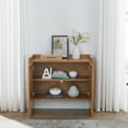 thumbnail image 3 of Walnut Finish Sideboard Cabinet with Rustic Storage Solutions for Entryway, Living Room & Kitchen, Space-Saving 33.9" Wide x 15" Deep, Adjustable Shelves & Durable Hinges, 3 of 9
